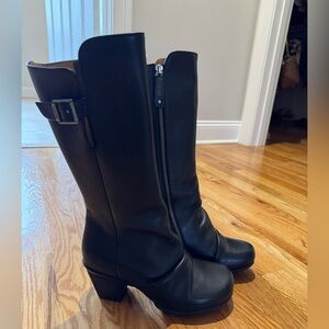 John Fluevog Black Leather Heeled Boots